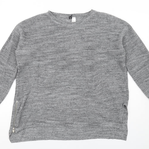 H&M Womens Grey Round Neck Cotton Pullover Jumper Size M