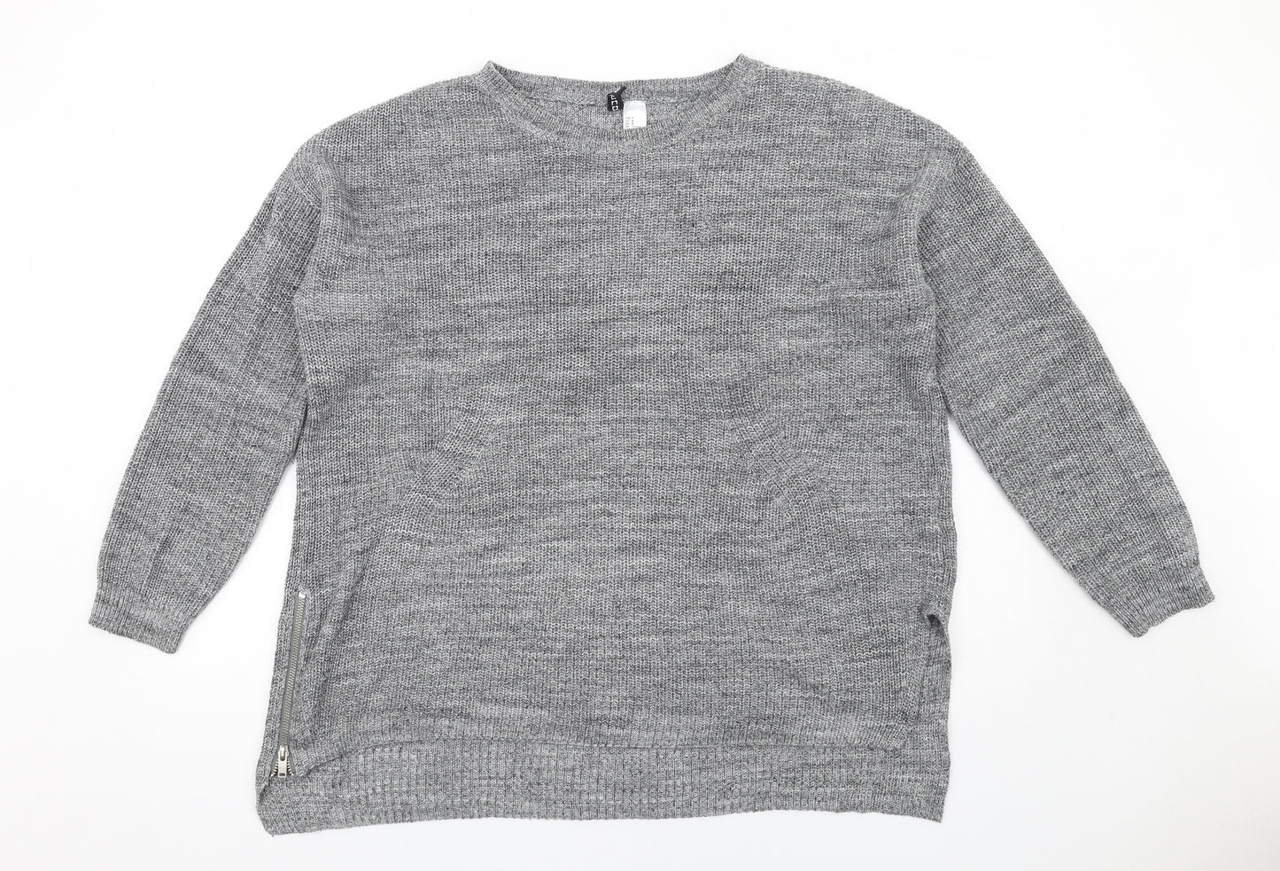 H&M Womens Grey Round Neck Cotton Pullover Jumper Size M