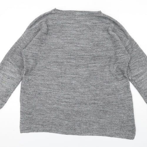 H&M Womens Grey Round Neck Cotton Pullover Jumper Size M