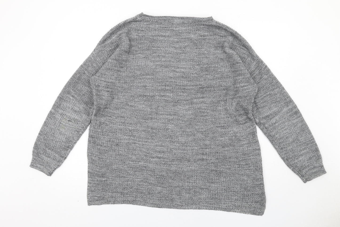 H&M Womens Grey Round Neck Cotton Pullover Jumper Size M