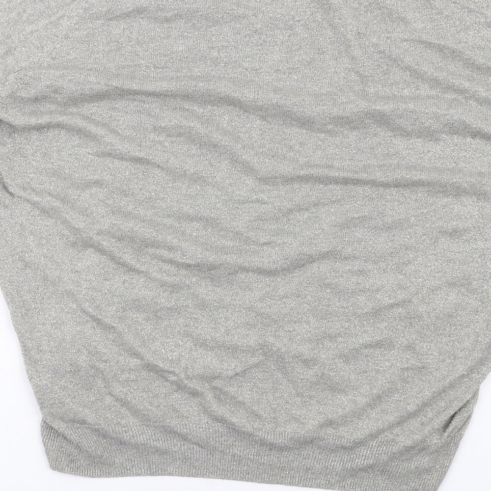 Dorothy Perkins Womens Grey V-Neck Viscose Pullover Jumper Size 12
