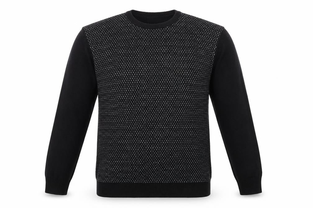 Brian Scott Mens Black Crew Neck Geometric Acrylic Pullover Jumper Size XL Long Sleeve
