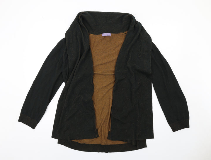 Michele Hope Womens Black V-Neck Viscose Cardigan Jumper Size 14
