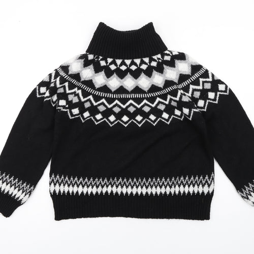 New Look Womens Black High Neck Geometric Acrylic Pullover Jumper Size S