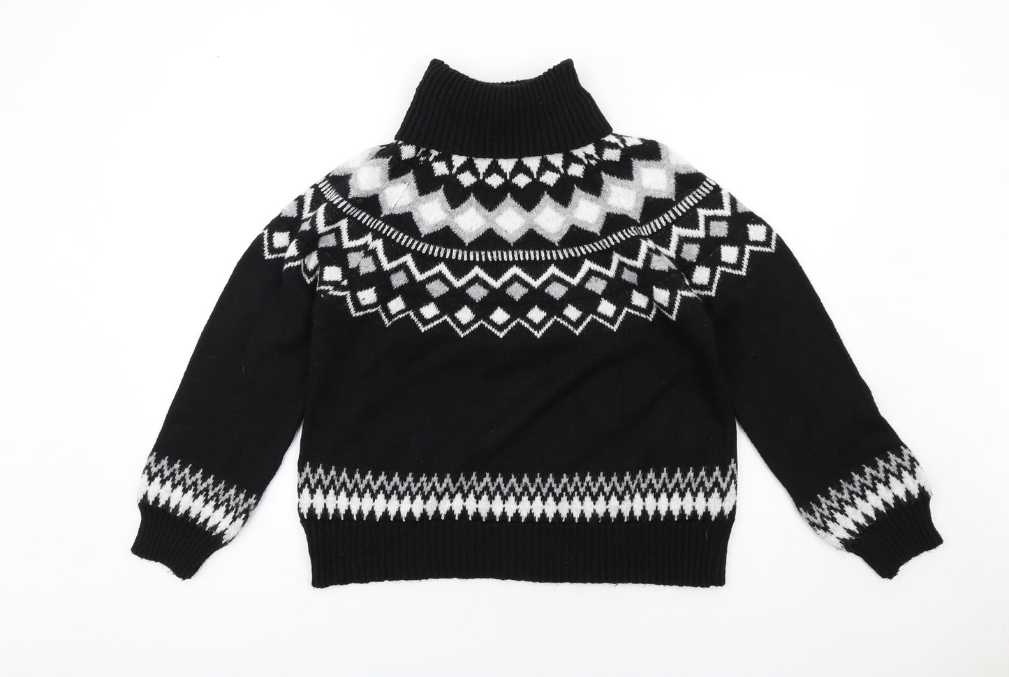 New Look Womens Black High Neck Geometric Acrylic Pullover Jumper Size S