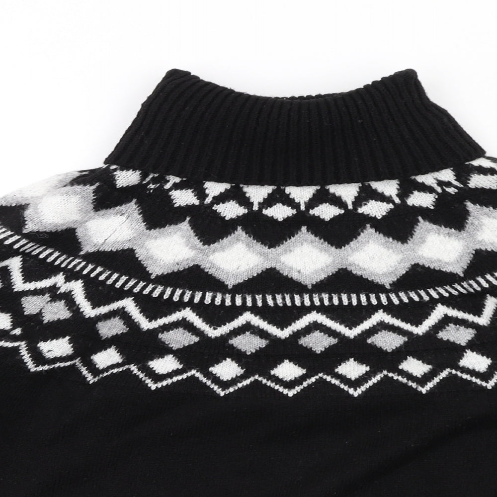New Look Womens Black High Neck Geometric Acrylic Pullover Jumper Size S