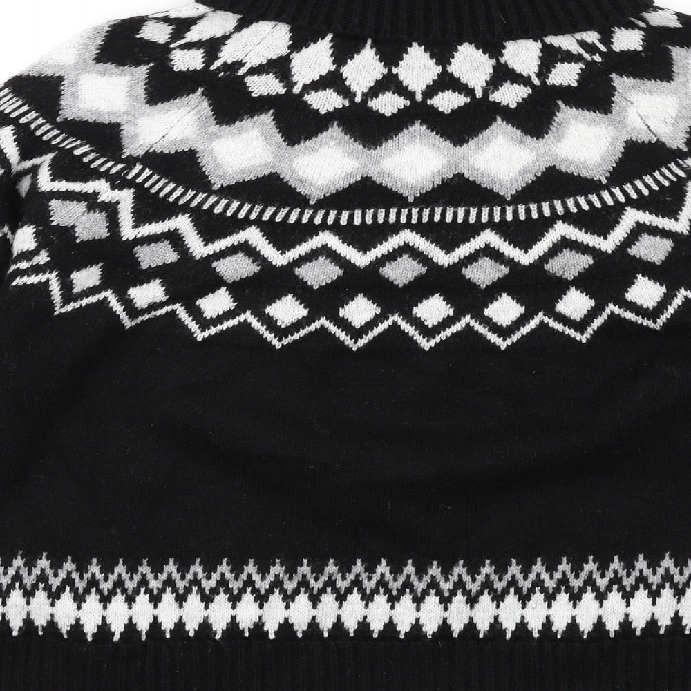 New Look Womens Black High Neck Geometric Acrylic Pullover Jumper Size S