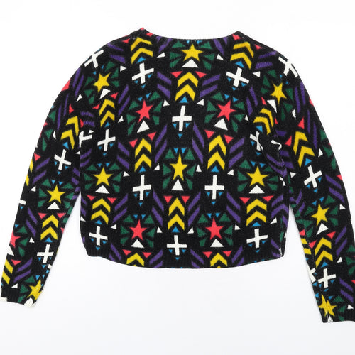H&M Womens Multicoloured Round Neck Geometric Acrylic Pullover Jumper Size S