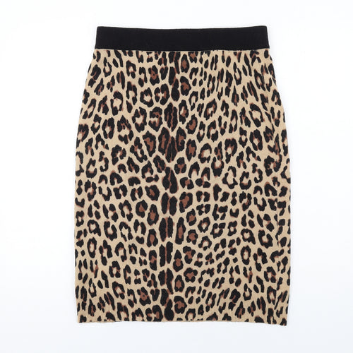 Jaeger Womens Brown Animal Print Wool Straight & Pencil Skirt Size M - Leopard pattern