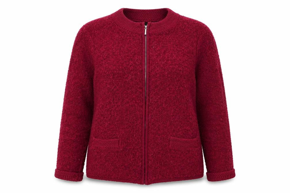 Bonmarché Womens Pink Round Neck Acrylic Full Zip Jumper Size M