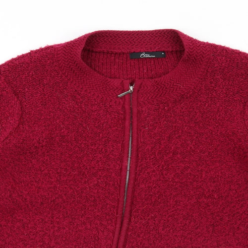Bonmarché Womens Pink Round Neck Acrylic Full Zip Jumper Size M