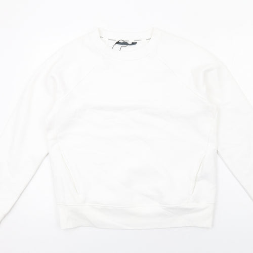 GOODMOVE Womens White Cotton Pullover Sweatshirt Size 12 Pullover