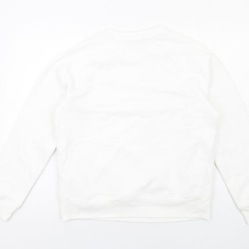GOODMOVE Womens White Cotton Pullover Sweatshirt Size 12 Pullover