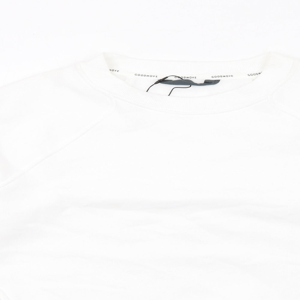 GOODMOVE Womens White Cotton Pullover Sweatshirt Size 12 Pullover