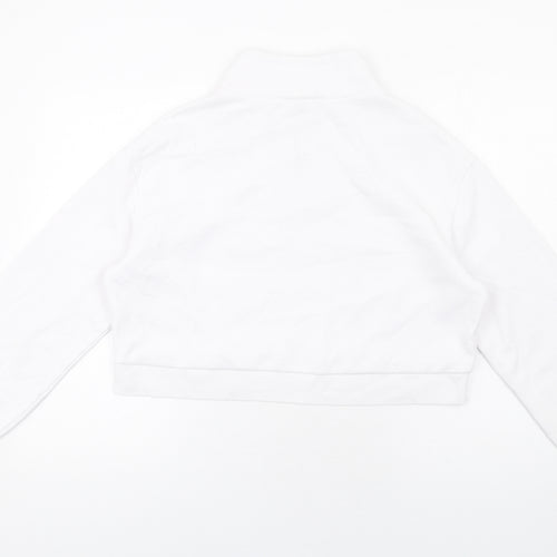 H&M Womens White Cotton Pullover Sweatshirt Size M Zip - Brooklyn N.Y.C