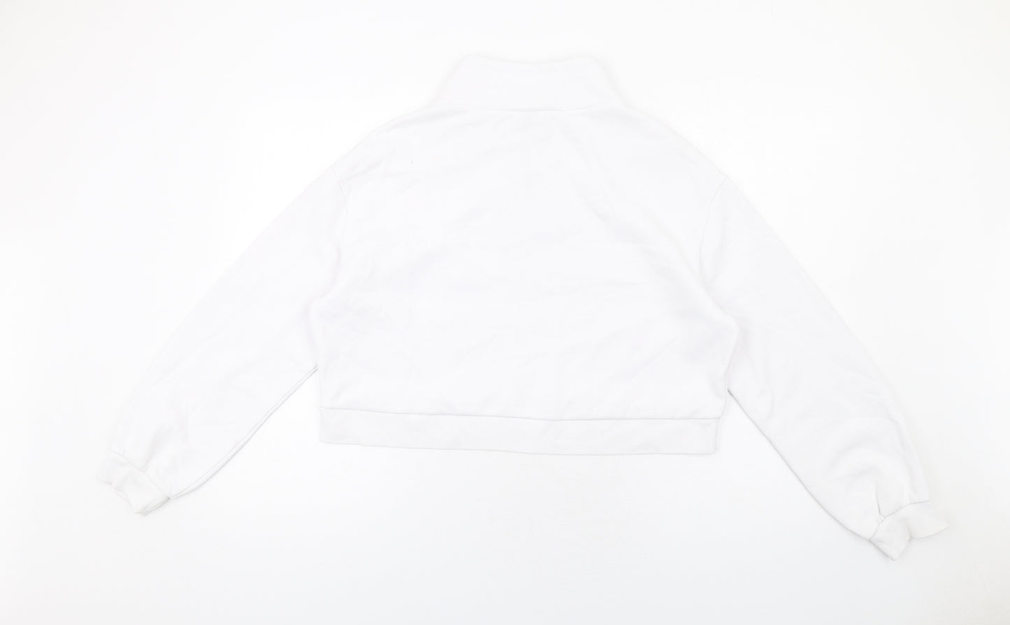 H&M Womens White Cotton Pullover Sweatshirt Size M Zip - Brooklyn N.Y.C