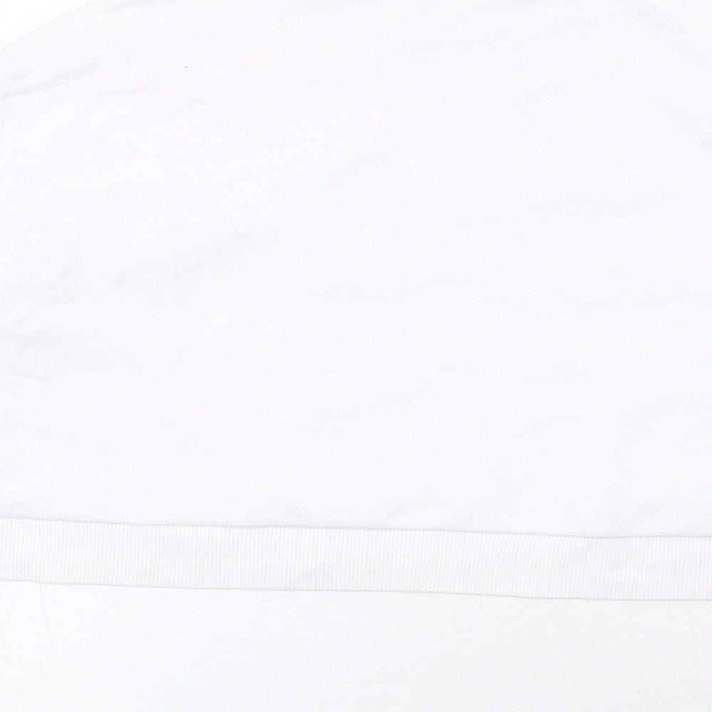 H&M Womens White Cotton Pullover Sweatshirt Size M Zip - Brooklyn N.Y.C