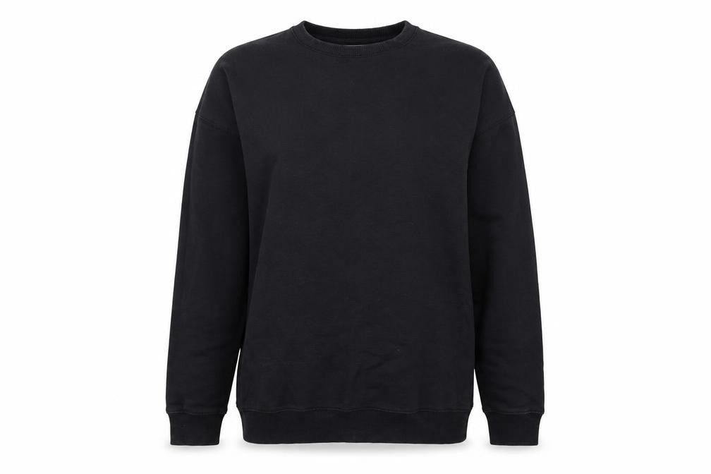 Front view of ASOS women’s black cotton pullover sweatshirt, size UK 10, pullover