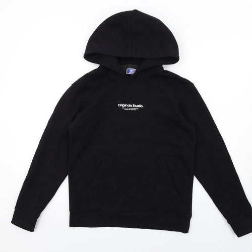 JACK & JONES Boys Black Cotton Pullover Hoodie Size 13-14 Years Pullover