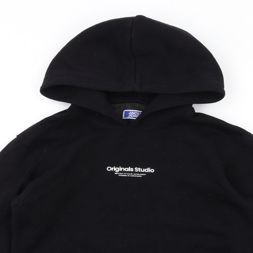 JACK & JONES Boys Black Cotton Pullover Hoodie Size 13-14 Years Pullover