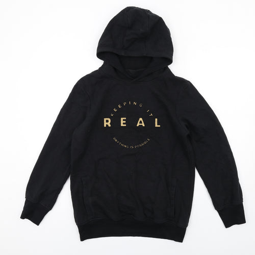 NEXT Boys Black Cotton Pullover Hoodie Size 13 Years Pullover