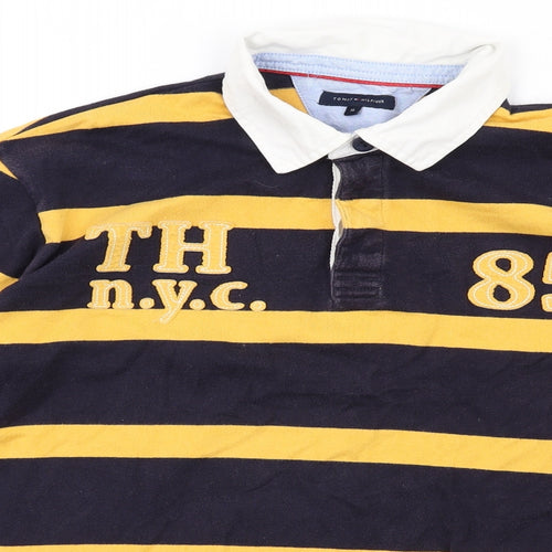 Tommy Hilfiger Boys Multicoloured Striped Cotton Basic Polo Size 16 Years Collared Button