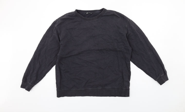 Zara Womens Grey Cotton Pullover Sweatshirt Size S Pullover