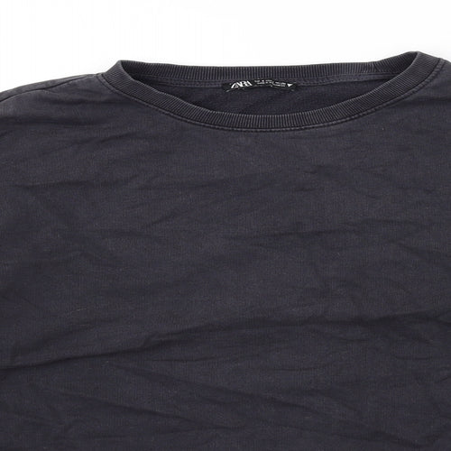 Zara Womens Grey Cotton Pullover Sweatshirt Size S Pullover