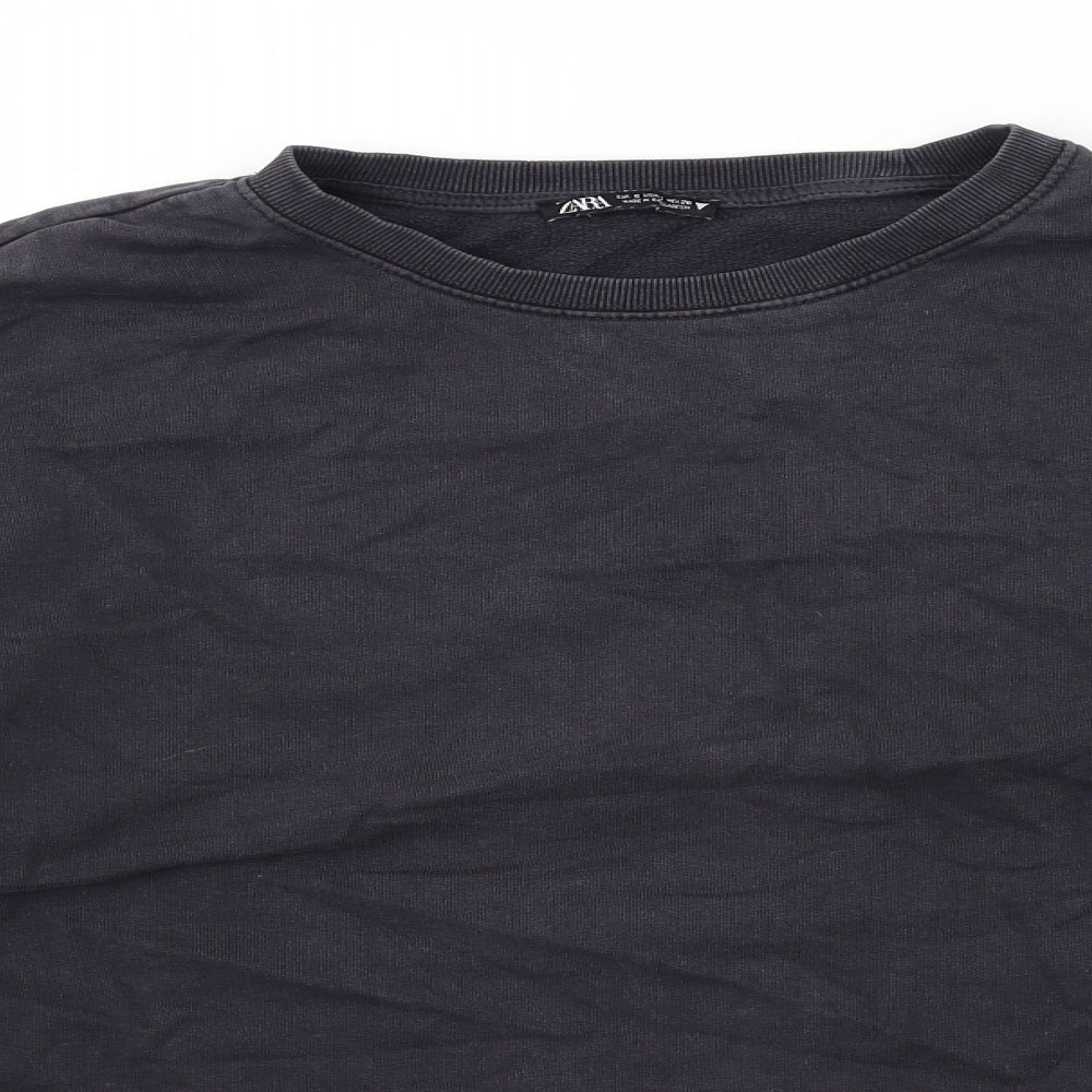 Zara Womens Grey Cotton Pullover Sweatshirt Size S Pullover