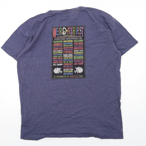 Weird Fish Mens Blue Cotton T-Shirt Size XL Crew Neck