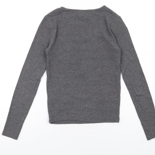 Zara Womens Grey Cotton Basic T-Shirt Size S Round Neck
