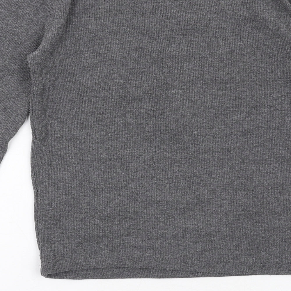 Zara Womens Grey Cotton Basic T-Shirt Size S Round Neck