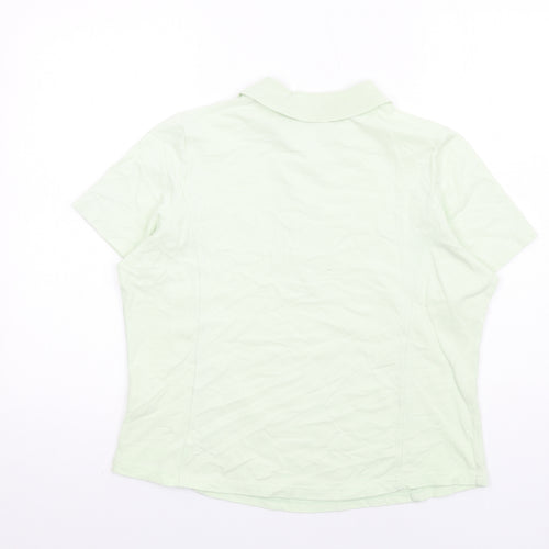 Marks and Spencer Womens Green Cotton Basic Polo Size 16 Collared
