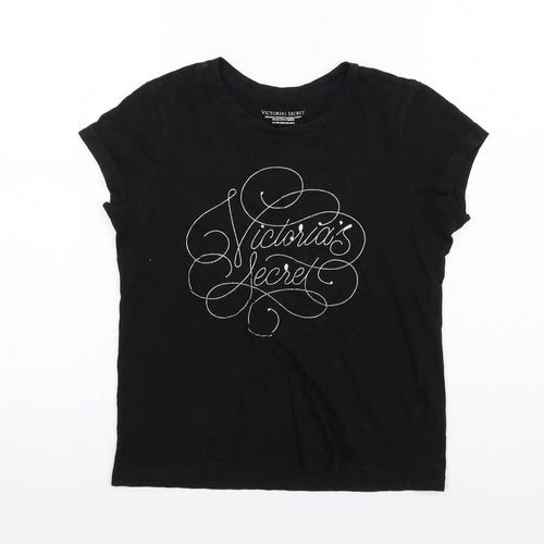 Victoria's Secret Womens Black Cotton Basic T-Shirt Size XS Round Neck