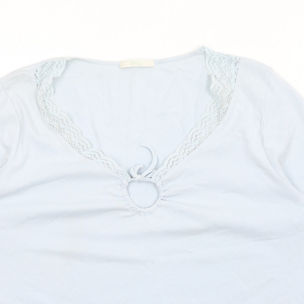 Marks and Spencer Womens Blue Cotton Basic T-Shirt Size 18 Scoop Neck