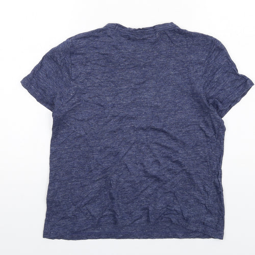 Toast Womens Blue Linen Basic T-Shirt Size S Round Neck