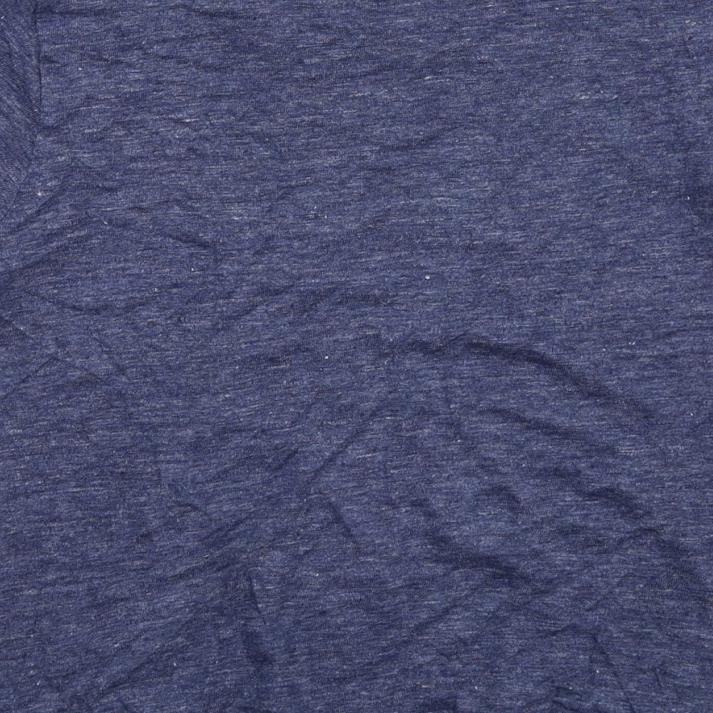 Toast Womens Blue Linen Basic T-Shirt Size S Round Neck