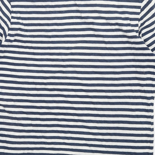 NEXT Womens Blue Striped Cotton Basic T-Shirt Size S Round Neck
