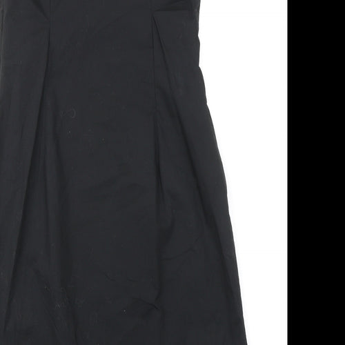 RJR.John Rocha Womens Black Cotton A-Line Size 12 V-Neck Zip - Floral Detail