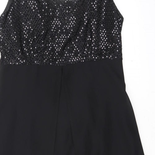 Berkertex Womens Black Nylon Tank Dress Size 12 Round Neck Zip