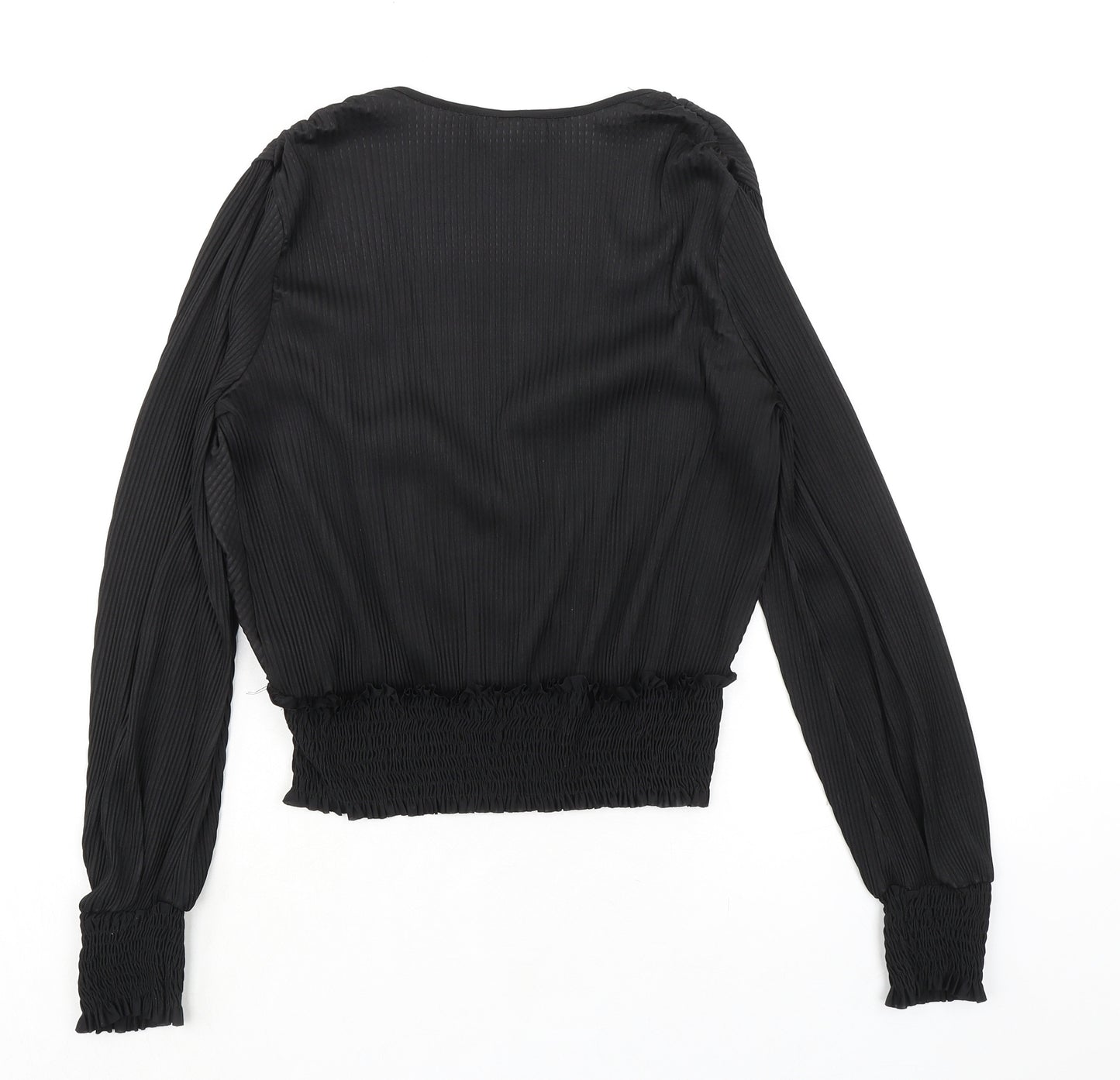 ASOS Womens Black Polyester Basic Blouse Size 10 V-Neck - Plisse