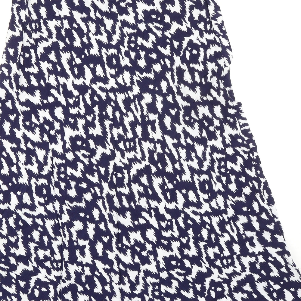 Sonder Womens Blue Geometric Viscose A-Line Skirt Size 12 Zip