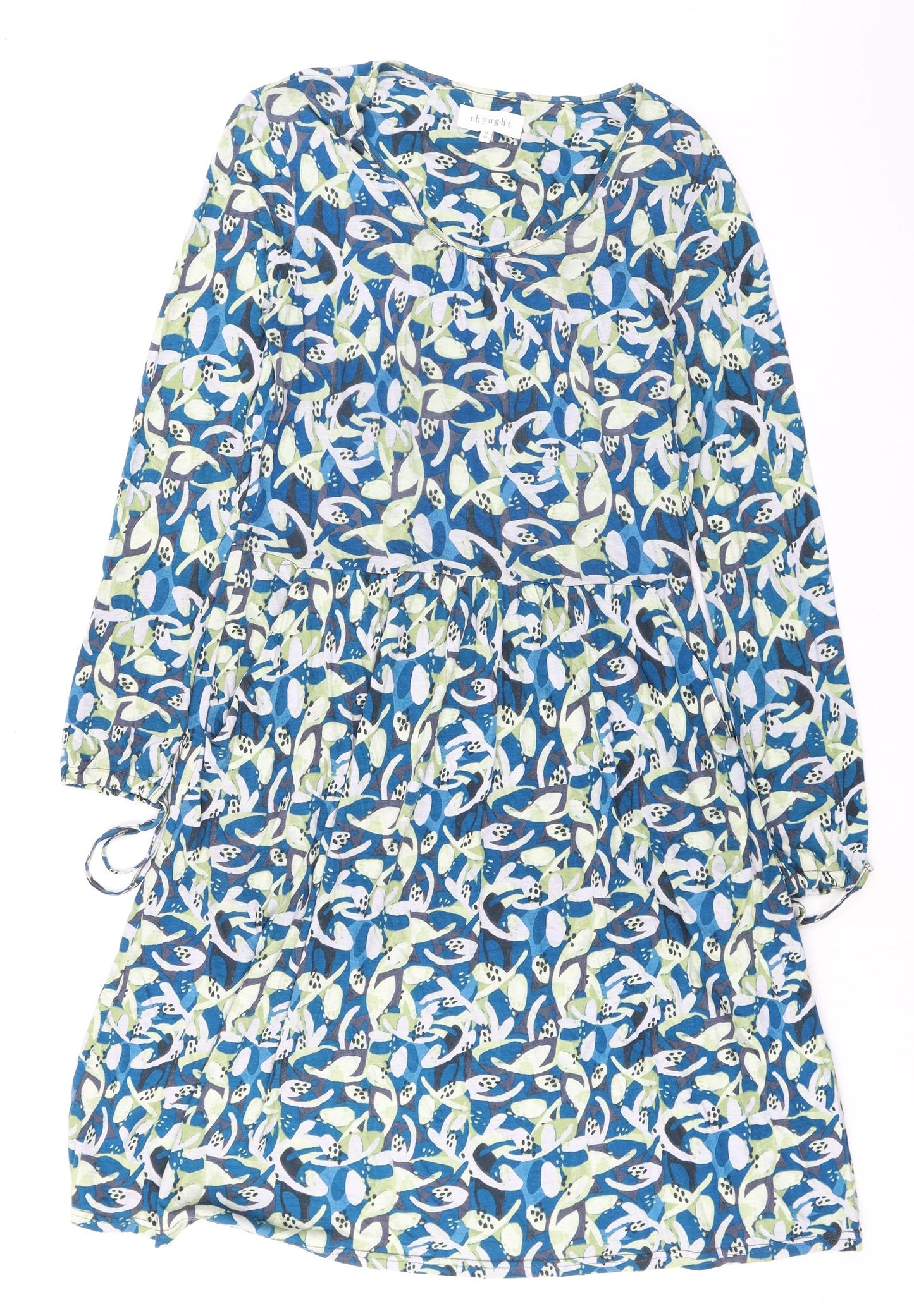 Thought Womens Multicoloured Geometric Viscose A-Line Size 10 Round Neck Pullover