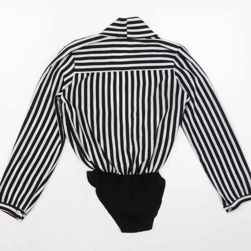 Mira & Co Womens Black Striped Viscose Bodysuit One-Piece Size S Snap