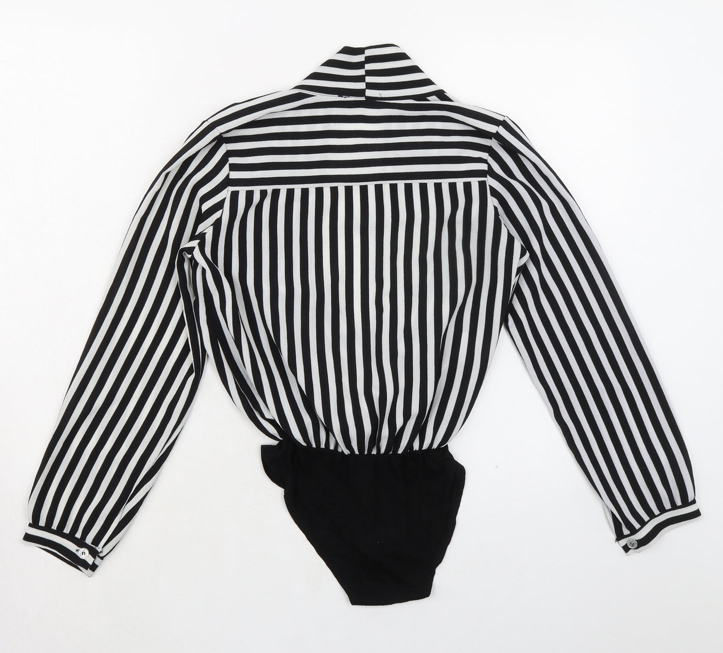 Mira & Co Womens Black Striped Viscose Bodysuit One-Piece Size S Snap
