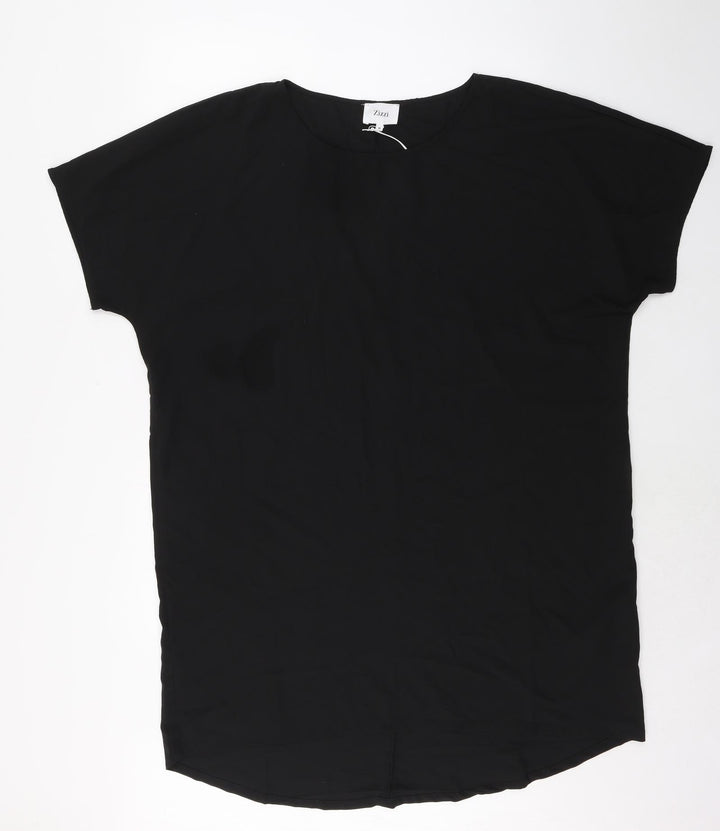 Zizzi Womens Black Polyester T-Shirt Dress Size M Round Neck Pullover