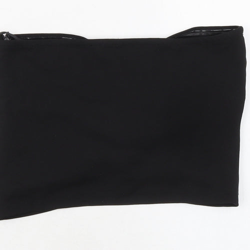 Bershka Womens Black Polyester Cropped Tank Size XS Sweetheart - Ruched Detail