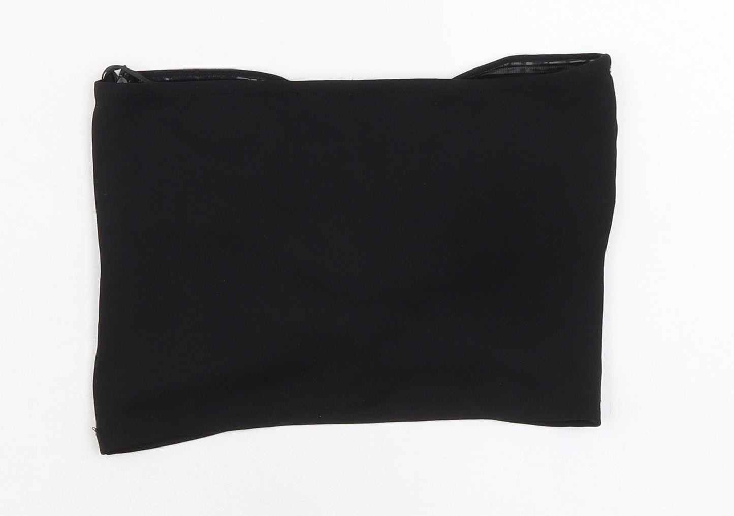 Bershka Womens Black Polyester Cropped Tank Size XS Sweetheart - Ruched Detail