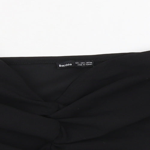 Bershka Womens Black Polyester Cropped Tank Size XS Sweetheart - Ruched Detail