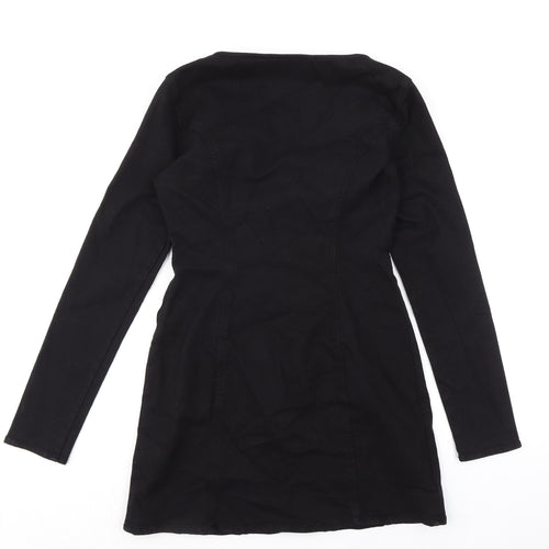 Zara Womens Black Chlorofibre Mini Size M Square Neck Zip